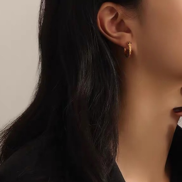 18K Gold Plated Serpenti Huggie Hoops Earrings - Picture 2 of 5